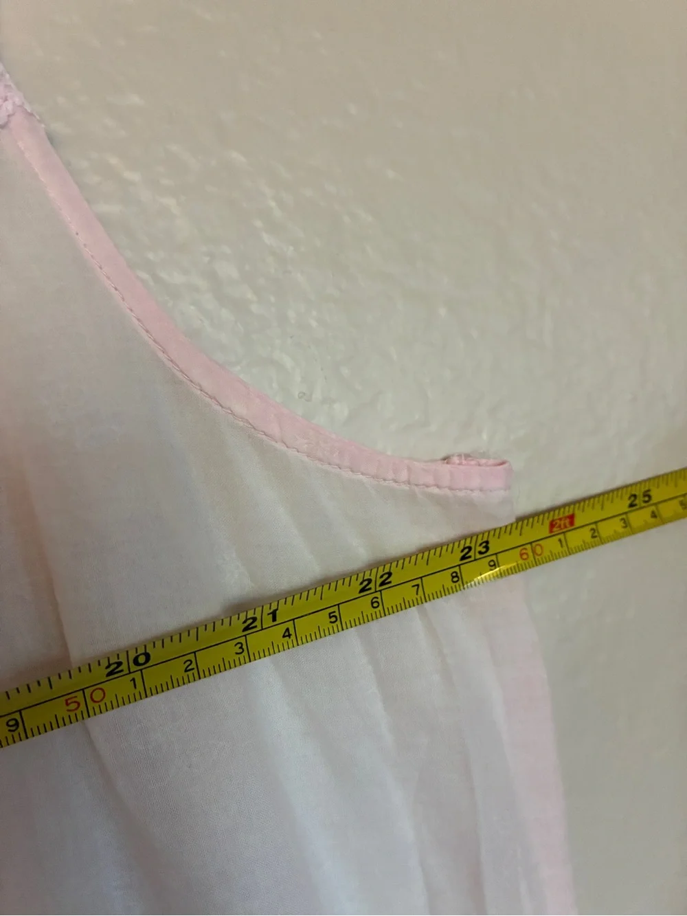 Vintage 100% Cotton Lightweight Light Pink/White Sleeveless Lace-Trim Nightgown - Picture 7 of 10
